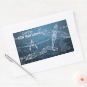 Curtiss P-40ワルホーク青写真 長方形シール (封筒)
