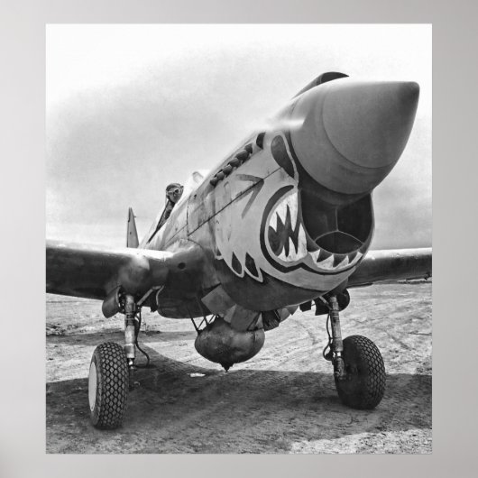 CURTISS P-40 WARHAWK TIGERS 飛んでいる - 1942 ポスター (正面)