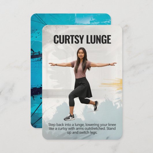 Curtsy Lunge Fitness Card with Blue Backing セーブザデート (正面/裏面)