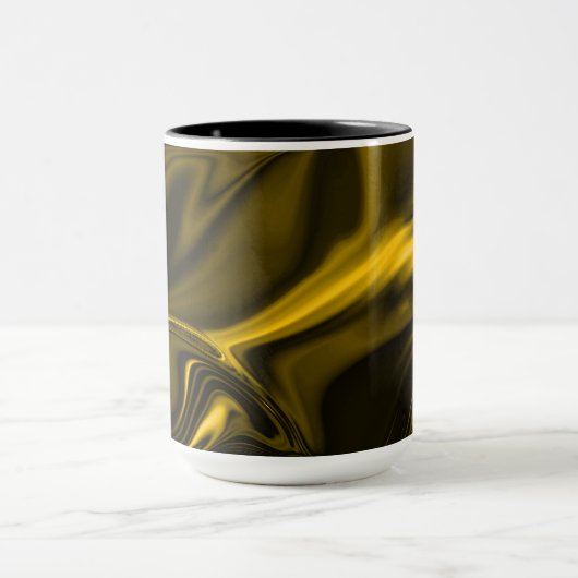 Curvas amareas ou dourados em imagem marrom. マグカップ (中央)