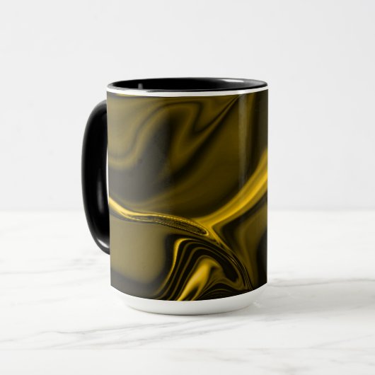 Curvas amareas ou dourados em imagem marrom. マグカップ (正面左)