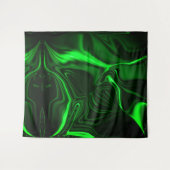 Curvas e dobras verde niquelado em fundo escuro. タペストリー (正面(横))