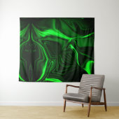 Curvas e dobras verde niquelado em fundo escuro. タペストリー (インサイチュ(横))