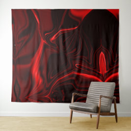 Curvas vermelhas claro e escuro em fundo escuro. タペストリー