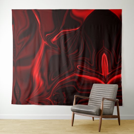 Curvas vermelhas claro e escuro em fundo escuro. タペストリー (インサイチュ(横))