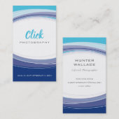 CURVEモダンデザインアクアミニマルネイビーブルーグレー 名刺 (正面/裏面)