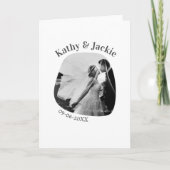 curve photo name wedding date romantic love simple カード (正面)