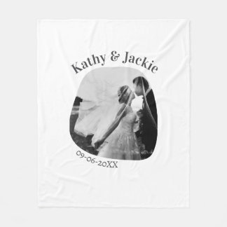 curve photo name wedding date romantic love simple フリースブランケット