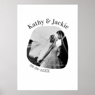 curve photo name wedding date romantic love simple ポスター
