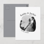 curve photo name wedding date romantic love simple ポストカード (正面/裏面)