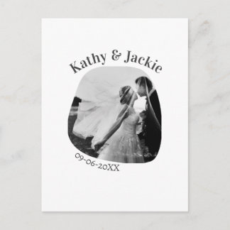 curve photo name wedding date romantic love simple ポストカード