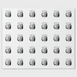 curve photo name wedding date romantic love simple ラッピングペーパー