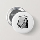 curve photo name wedding date romantic love simple 缶バッジ (正面&裏面)