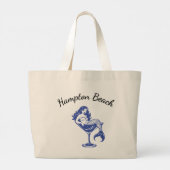 Curved Beach Name With Mermaid in Martini Glass ラージトートバッグ (裏面)