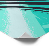 Curved Black Lines on Cyan background ポスター (角)