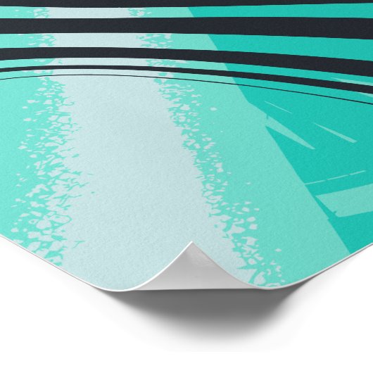 Curved Black Lines on Cyan background ポスター (角)