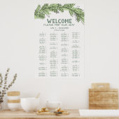 Curved Branch Greenery Alphabetical Seating Chart ポスター (キッチン)