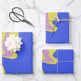 Curved Flowing Lines in a Layered Abstract Pattern ラッピングペーパーシート