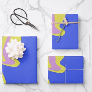 Curved Flowing Lines in a Layered Abstract Pattern ラッピングペーパーシート