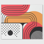 Curved Line with Red & Orange Geometric Shapes ラッピングペーパー (フラット)