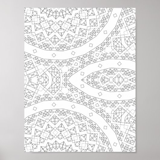 Curved Path Geometric Pattern Coloring Page Art ポスター (正面)