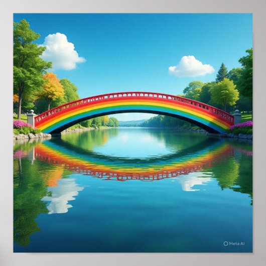 Curved Rainbow Bridge Reflection ポスター (正面)