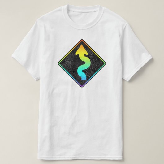 curved road ahead street sign T-Shirt Tシャツ (デザイン正面)