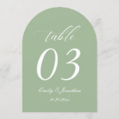 Curved Sage Green Wedding Table Number 招待状 (裏面)