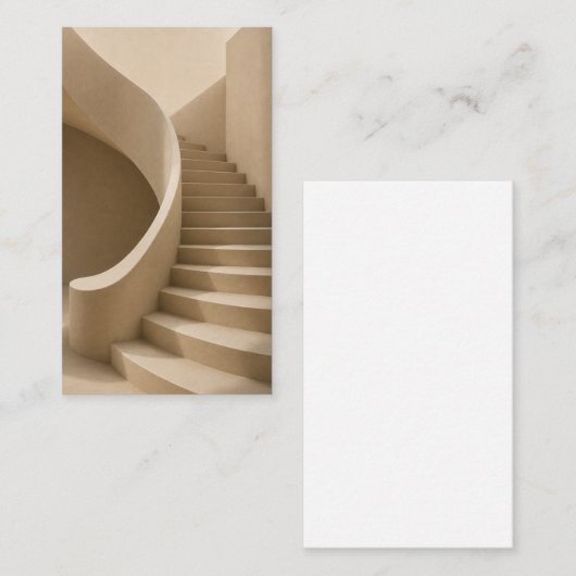 Curved Staircase Minimalist Beige Business Card 名刺 (正面/裏面)