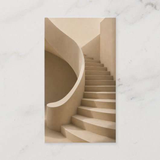Curved Staircase Minimalist Beige Business Card 名刺 (正面)