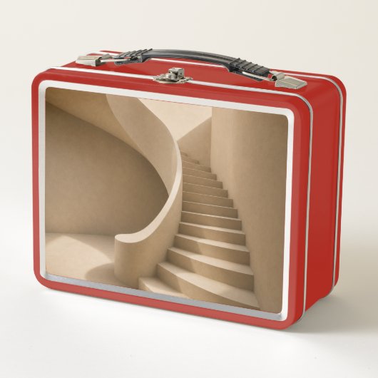 Curved Staircase Minimalist Beige Lunch Box メタルランチボックス (正面)