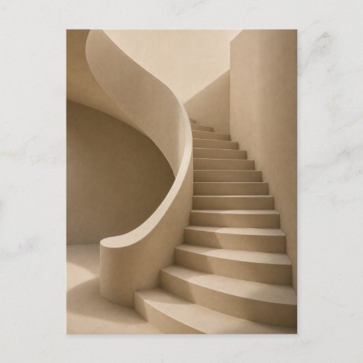 Curved Staircase Minimalist Beige Postcard ポストカード (正面)