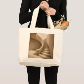 Curved Staircase Minimalist Beige Tote Bag ラージトートバッグ (正面(商品))