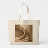 Curved Staircase Minimalist Beige Tote Bag ラージトートバッグ (裏面)