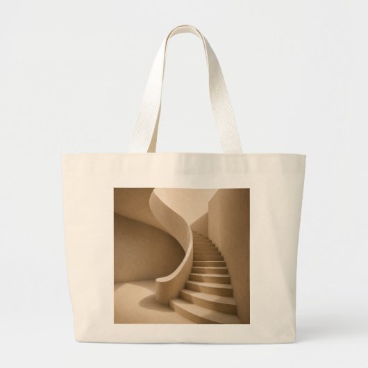 Curved Staircase Minimalist Beige Tote Bag ラージトートバッグ (正面)