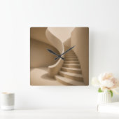 Curved Staircase Minimalist Beige Wall Clock スクエア壁時計 (ホーム)