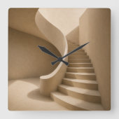 Curved Staircase Minimalist Beige Wall Clock スクエア壁時計 (正面)