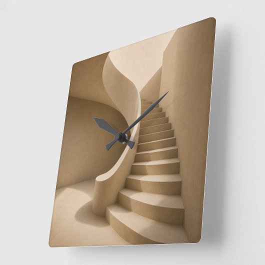 Curved Staircase Minimalist Beige Wall Clock スクエア壁時計 (傾斜)