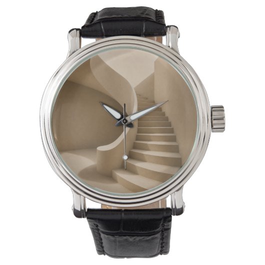 Curved Staircase Minimalist Beige Watch 腕時計 (正面)