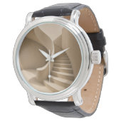 Curved Staircase Minimalist Beige Watch 腕時計 (アングル)