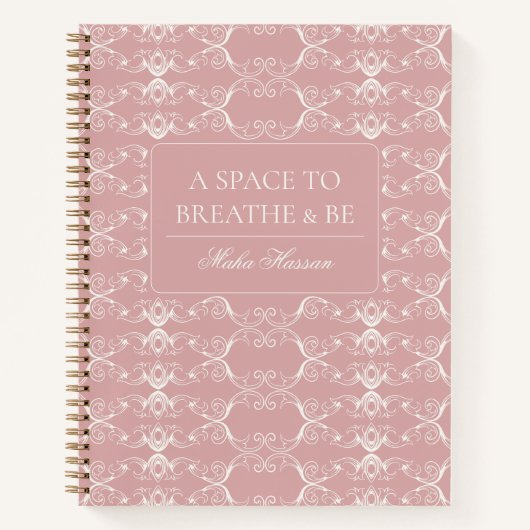 Curved Vector Dusty Rose Design | Custom Name ノートブック (正面)