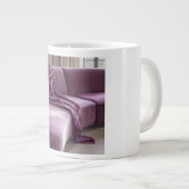 Curved Velvet Sofa Draping Art Deco Texture ジャンボコーヒーマグカップ (正面右)