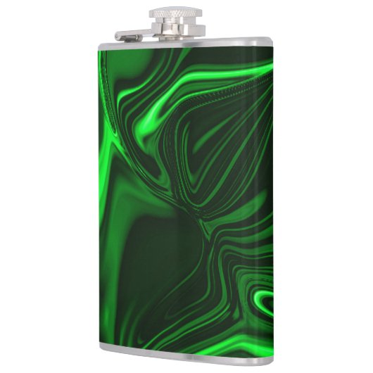 Curves and folds green nickeled on dark background フラスク (左)