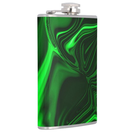 Curves and folds green nickeled on dark background フラスク (右)