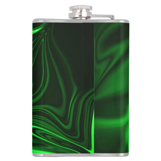 Curves and folds green nickeled on dark background フラスク (裏面)