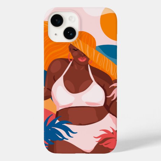 Curvy Black Woman, Beach Vacation Ready Case-Mate iPhoneケース (裏面)
