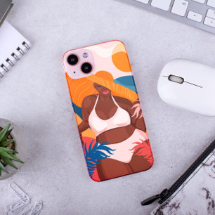 Curvy Black Woman, Beach Vacation Ready Case-Mate iPhone 14ケース