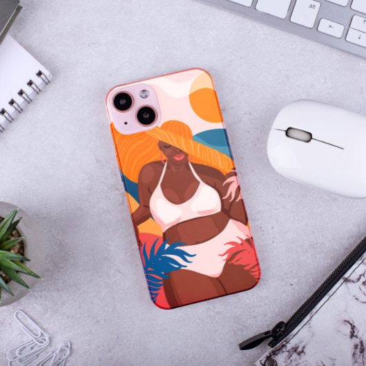 Curvy Black Woman, Beach Vacation Ready Case-Mate iPhoneケース