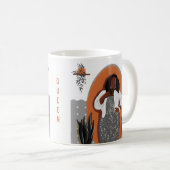 Curvy Black Woman, Housplants, Orange & Gray, Co コーヒーマグカップ (正面右)