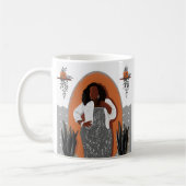 Curvy Black Woman, Housplants, Orange & Gray, Co コーヒーマグカップ (左)